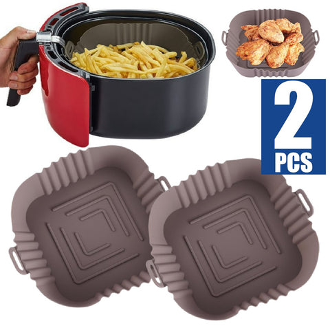 Air fryer square Shape with Handles Silicone liner Baking Basket Bowl Liner