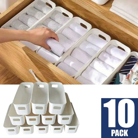 10-Pack Multi-Purpose Space-Saving Stackable Plastic Storage Baskets