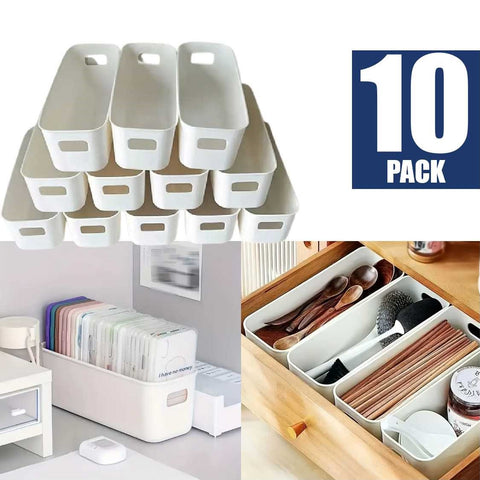 10-Pack Multi-Purpose Space-Saving Stackable Plastic Storage Baskets