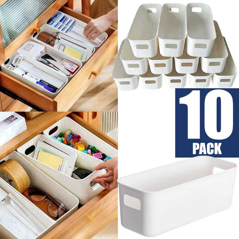10-Pack Multi-Purpose Space-Saving Stackable Plastic Storage Baskets