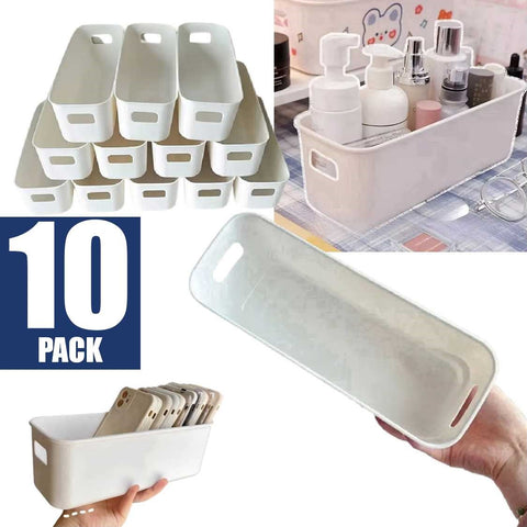 10-Pack Multi-Purpose Space-Saving Stackable Plastic Storage Baskets