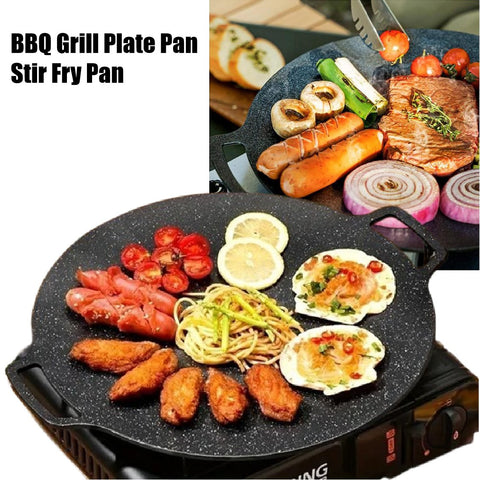 BBQ Burner Grill Plate Pan Stir Fry Pan Camping Gas Stove Cooking Grill Cookware