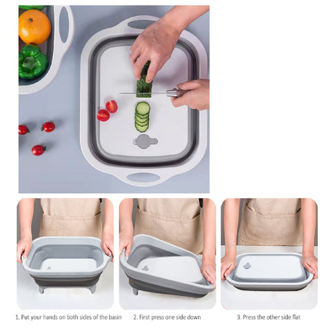 Camping Cooking Collapsible Cutting Board with Colander