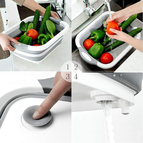 Camping Cooking Collapsible Cutting Board with Colander