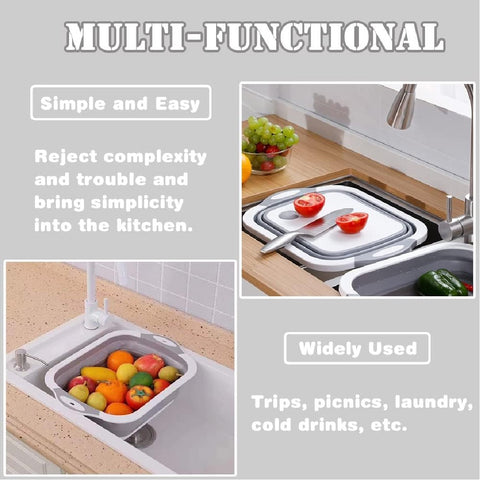 Camping Cooking Collapsible Cutting Board with Colander