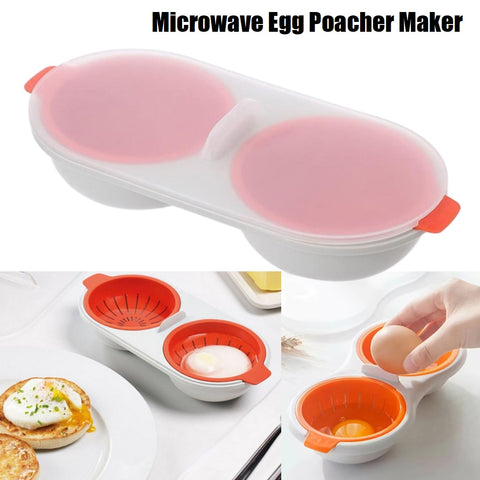 Egg Cooker Microwave Egg Poacher Egg Steamer Egg Boiler 2 Cavity (Orange)