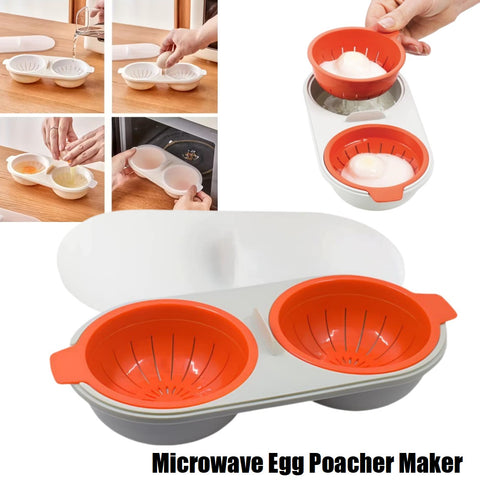 Egg Cooker Microwave Egg Poacher Egg Steamer Egg Boiler 2 Cavity (Orange)