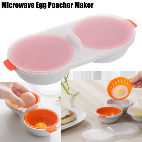 Egg Cooker Microwave Egg Poacher Egg Steamer Egg Boiler 2 Cavity (Orange)