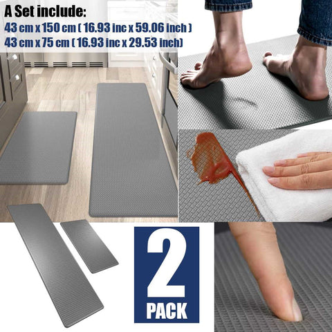 2Piece Floor Mat Door Mat Kitchen Rug Anti Fatigue Ergonomic Standing
