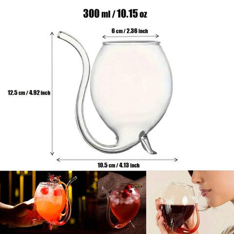300ml Wine Glass Creative Cocktail Glass Built-In Straw for Home Bar Parties