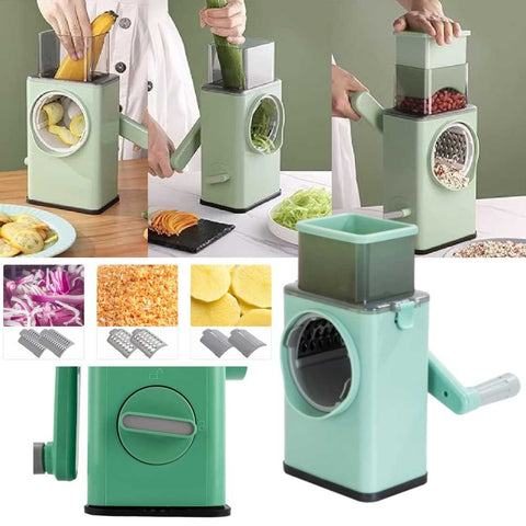 3 in 1 Rotary Vegetable Slicer with 3 Blades Manual Slicer Chopper Grater