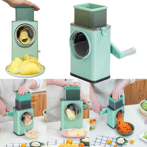 3 in 1 Rotary Vegetable Slicer with 3 Blades Manual Slicer Chopper Grater