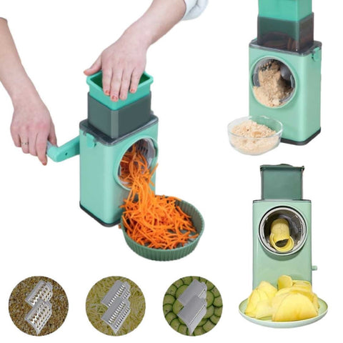 3 in 1 Rotary Vegetable Slicer with 3 Blades Manual Slicer Chopper Grater