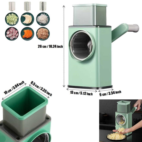 3 in 1 Rotary Vegetable Slicer with 3 Blades Manual Slicer Chopper Grater