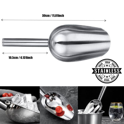 Large 30cm Stainless Steel Food Scoop Ice Scooper Metal Food Candy Utility Scoop