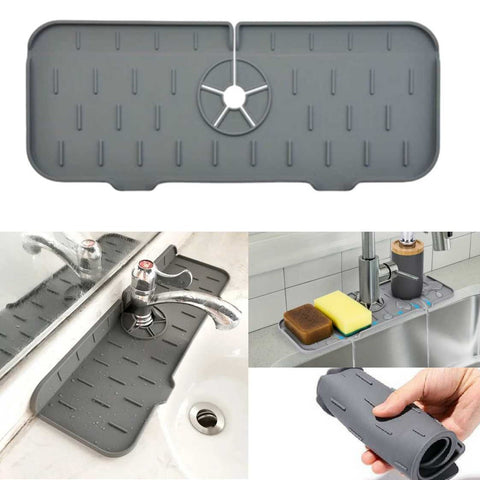 Large Kitchen Sink Mixer Tap Mat Bathroom Taps Silicone Splash Mat Guard