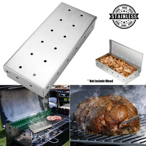 Heavy-Duty Stainless Steel Smoker Box BBQ Accessory for Gas Charcoal Grills