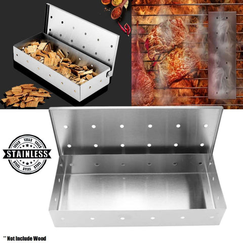 Heavy-Duty Stainless Steel Smoker Box BBQ Accessory for Gas Charcoal Grills