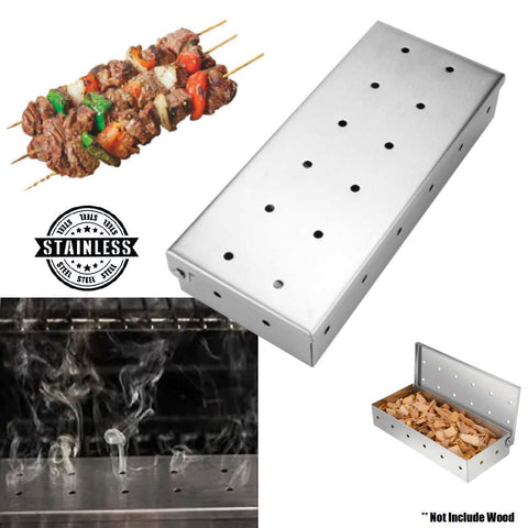 Heavy-Duty Stainless Steel Smoker Box BBQ Accessory for Gas Charcoal Grills