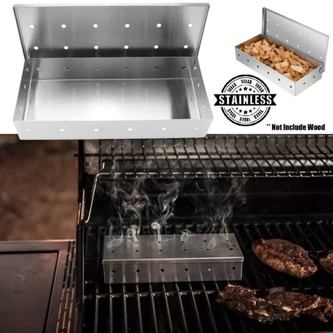 Heavy-Duty Stainless Steel Smoker Box BBQ Accessory for Gas Charcoal Grills