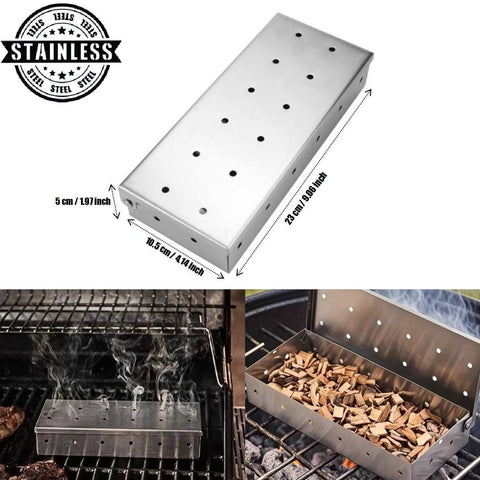 Heavy-Duty Stainless Steel Smoker Box BBQ Accessory for Gas Charcoal Grills