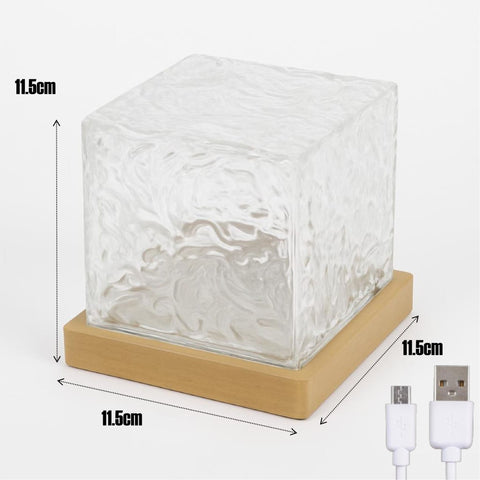 Ocean Wave Projector Lamp LED Night Light Multicolor Crystal Cube Table Lamp