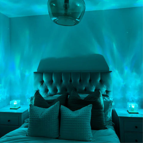 Ocean Wave Projector Lamp LED Night Light Multicolor Crystal Cube Table Lamp