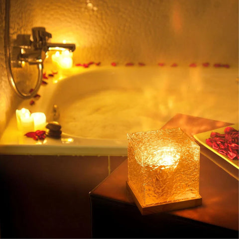 Ocean Wave Projector Lamp LED Night Light Multicolor Crystal Cube Table Lamp