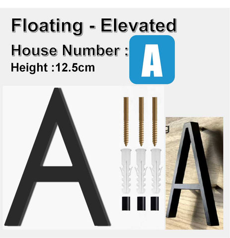 Modern Floating 125mm House Numbers Letter Box Numbers -Letter A