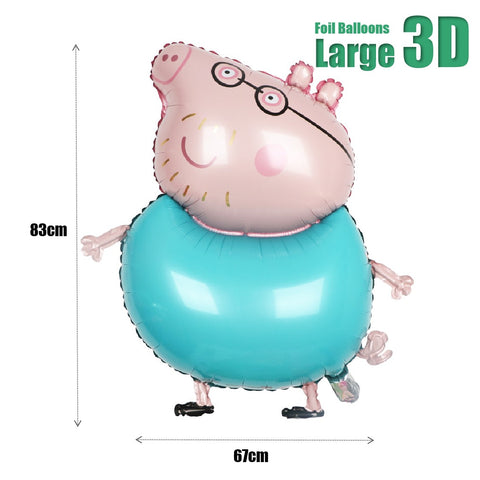 Kids' Birthday Party Decoration Large 3D Peppa Pig Banner Set Balloons
