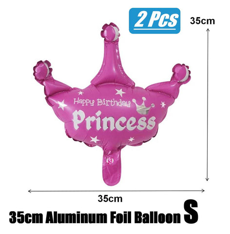 2pcs Party Decoration Balloon - Small Princess Crown - Pink - 35cm