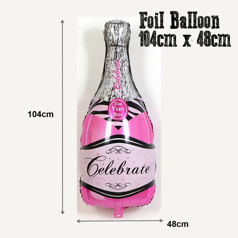 Party Decoration Balloon Large Foil Balloon - Sparkling Wine Bottle - Pink