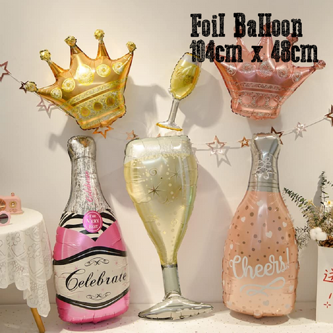 Party Decoration Balloon Large Foil Balloon - Sparkling Wine Bottle - Pink