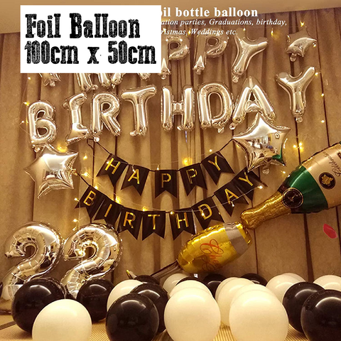 Party Decoration Balloon Large Foil Balloon - Sparkling Wine Bottle - Green