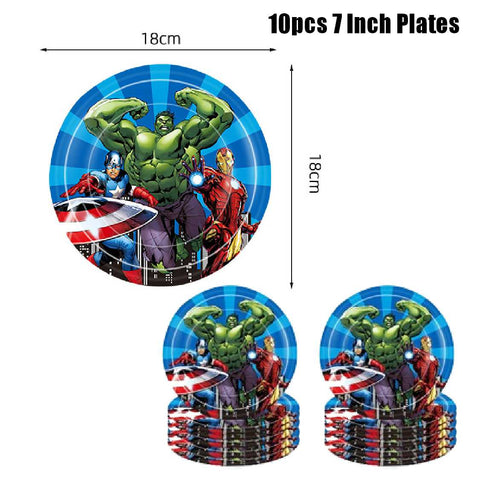 41Pcs Kids' Birthday Party Decoration Super Heros Banner Plates Cups Tablecloth