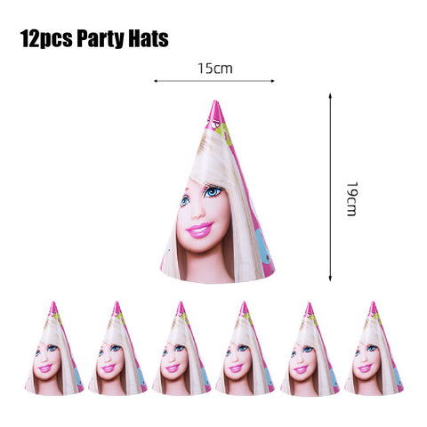 61Pcs Kids' Birthday Party Decoration Barbie Banner Plates Cups Tablecloth