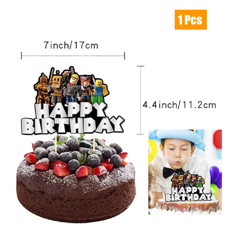 32Pcs Kids' Birthday Party Decoration Roblox Minecraft Balloon Cake Topper