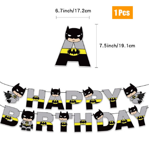 32Pcs Kids' Birthday Party Decoration Batman Banner Balloon Banner Cake Topper