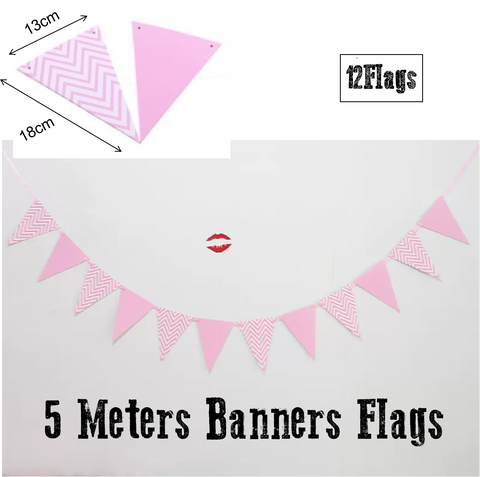 Party Decoration Banner - Pennant style - Pink