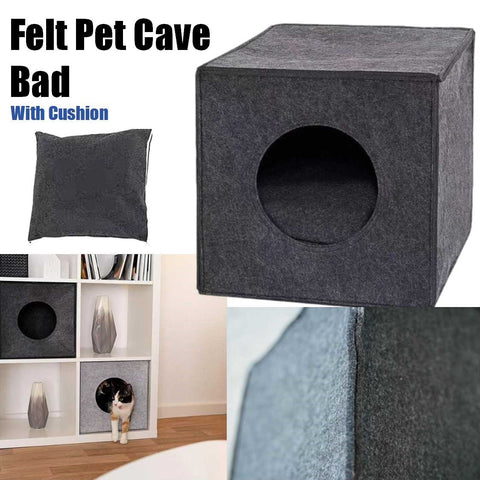Foldable Felt Pet Cave Bed with Cushion
