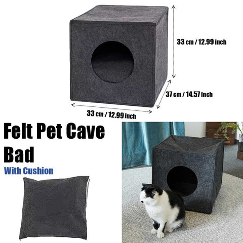Foldable Felt Pet Cave Bed with Cushion