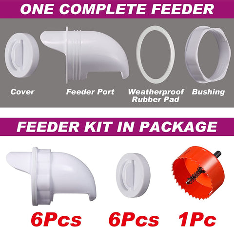 Automatic Poultry Feeder Chicken Feeder Rain Proof 6 Ports with Covers