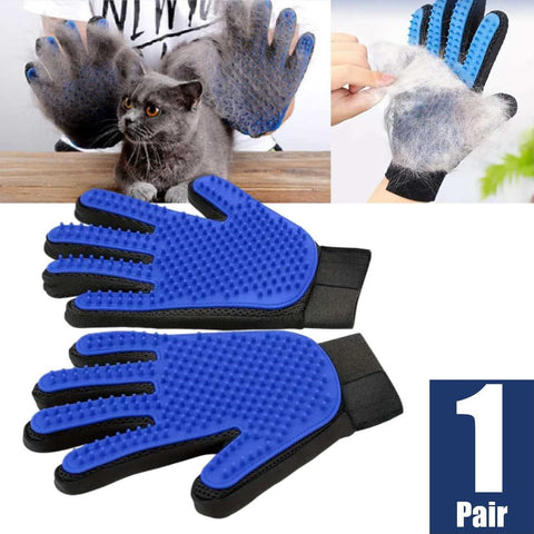 2PCs Pet Dog Cat Hair Brush Gloves Fur Grooming Trimmer Comb Tool Shedding