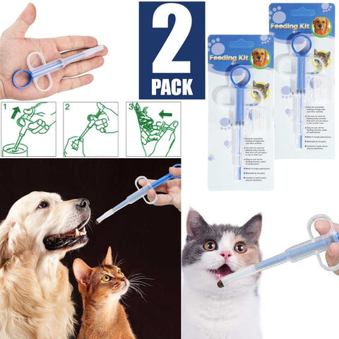 2Pack Pet Pill Plunger Popper for Small Cats Dogs Medicine Feeding Accessories