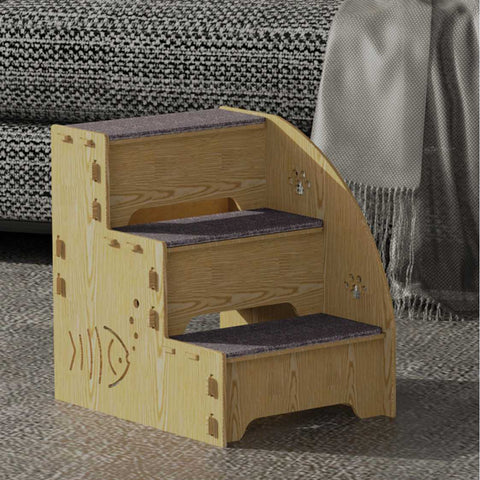 Dog Pet Stairs Steps Ramp 3 Steps Ladder Seat Non-Slip Balanced Support Bed Sofa