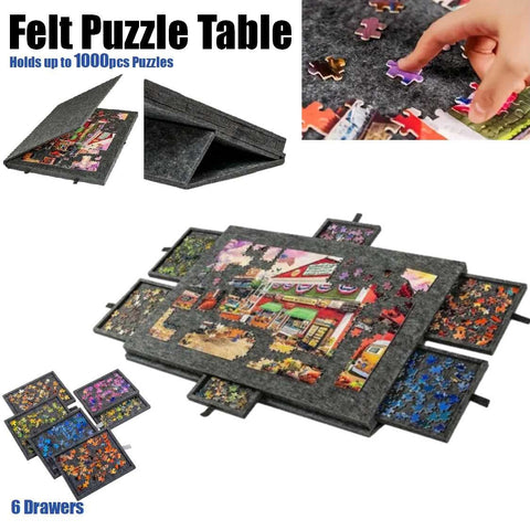 Lightweight Portable Felt Puzzle Table with 6 Drawers Holds up to 1000pcs