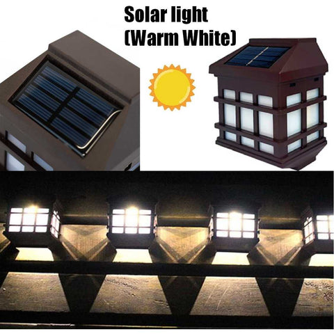 Solar Outdoor Wall Lights Post Fence Lantern Lights Garden Outdoor Decor