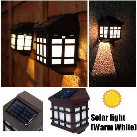 Solar Outdoor Wall Lights Post Fence Lantern Lights Garden Outdoor Decor