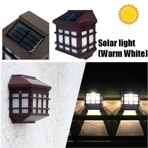 Solar Outdoor Wall Lights Post Fence Lantern Lights Garden Outdoor Decor