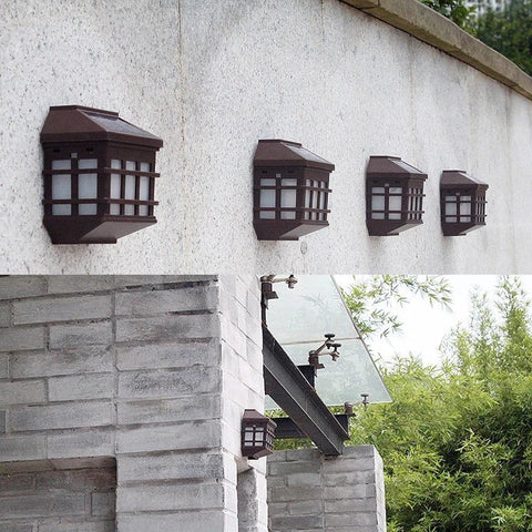 Solar Outdoor Wall Lights Post Fence Lantern Lights Garden Outdoor Decor